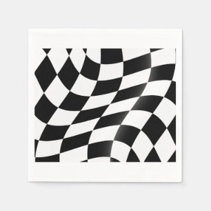 Black And White Chequered Flag Paper Napkins