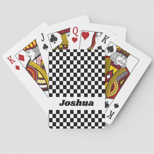 Black and White Chequered Flag Playing Cards (Back)