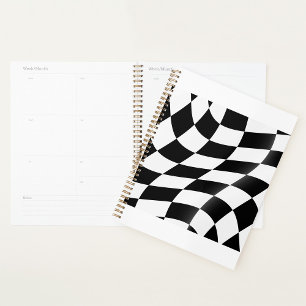 Black And White Chequered Flag Spiral Planner