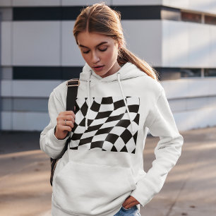 Black And White Chequered Flag Womens Hoodie