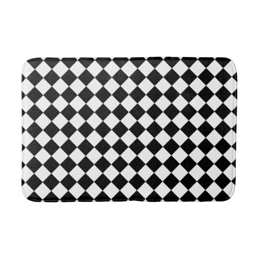 Image of Black and White Chequered Foam Bath Mat