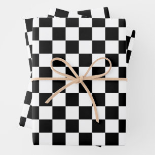 Black and White Chequered Gift Wrap HAMbyWG