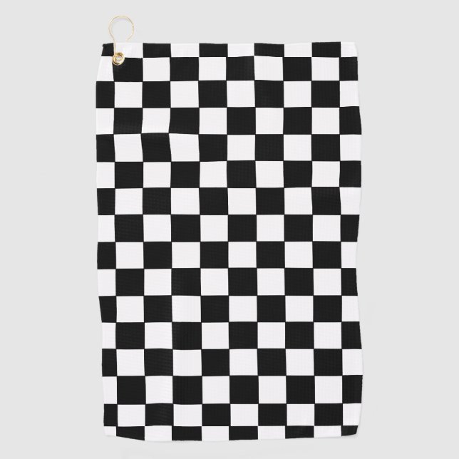 Black and White Chequered Golf Towel (Front)