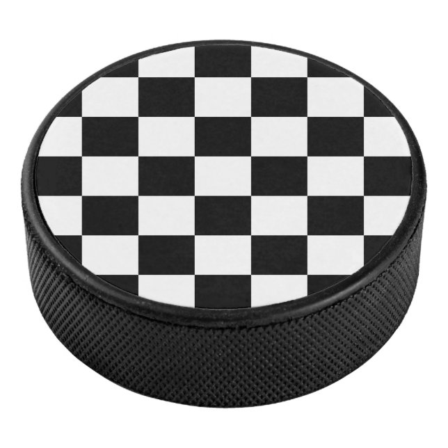 Black and White Chequered Hockey Puck (3/4)