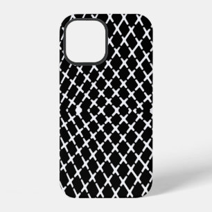 Black and white chequered illustration iPhone 12 case