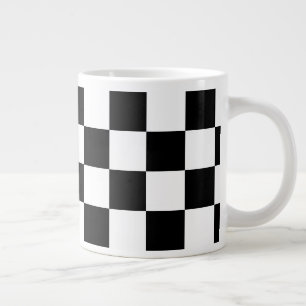 Black and White Chequered Large Coffee Mug