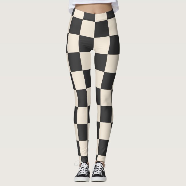 Black and White Chequered Leggings (Front)