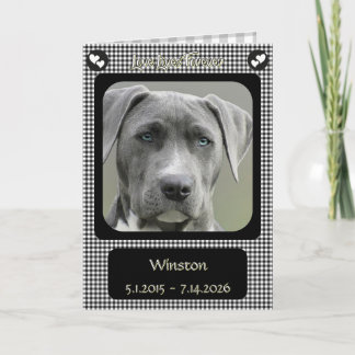 Black and White Chequered Loss of Pet Dog Sympathy Card