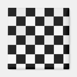Black and White Chequered Magnet