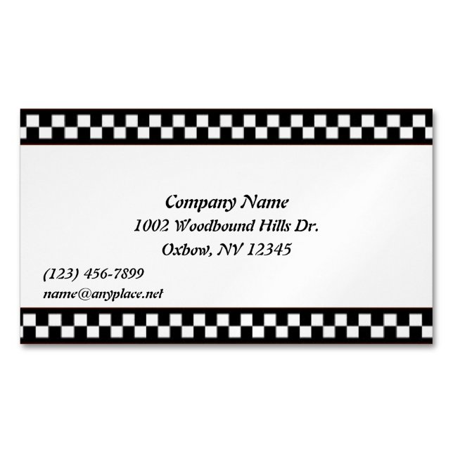 Black and White Chequered Magnetic Business Card (Front)