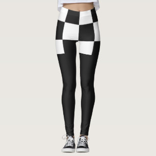 Black and White Chequered Modern Monochrome Leggings