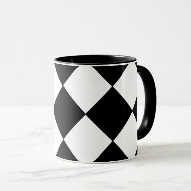 Black and White Chequered Mug (Front Right)