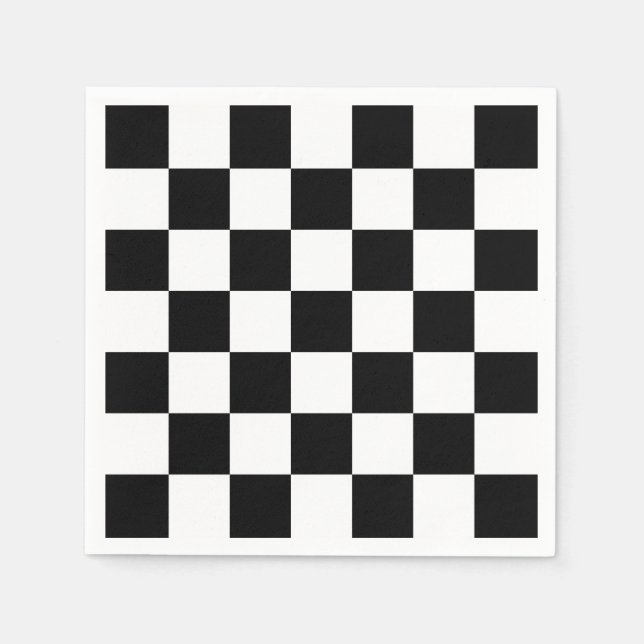 Black and White Chequered Napkin (Front)