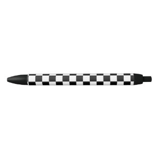 Black and White Chequered Pattern Black Ink Pen