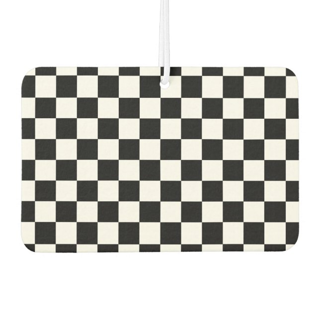 Black and white chequered pattern car air freshener (Front)