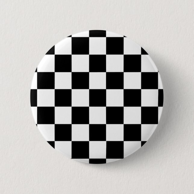Black and White Chequered Pattern Chequerboard 6 Cm Round Badge (Front)