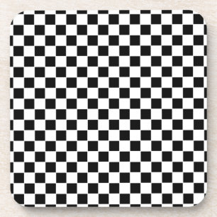 Black and White Chequered Pattern Coaster