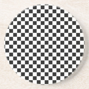 Black and White Chequered Pattern Coaster