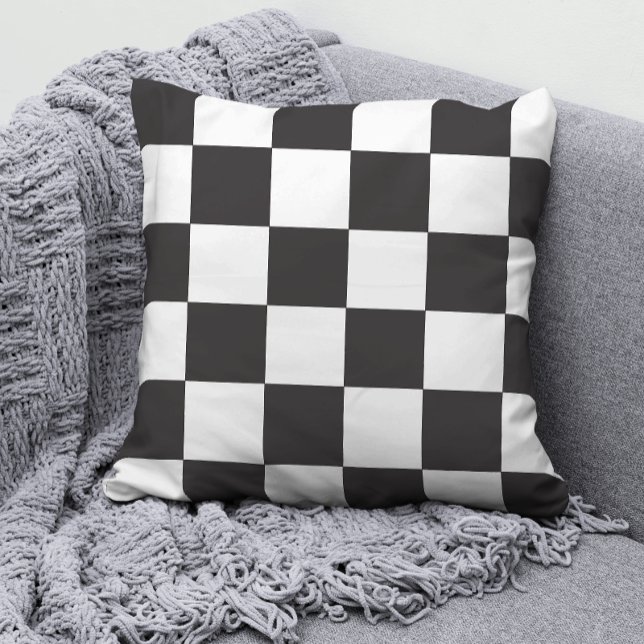 Black and White Chequered Pattern Cushion (Creator Uploaded)