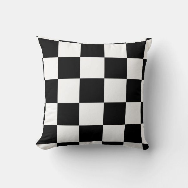 Black and White Chequered Pattern Cushion (Front)