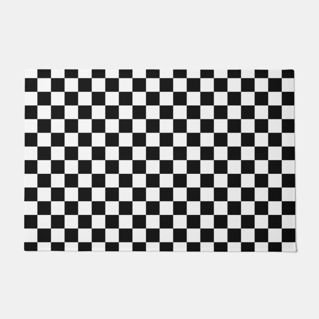 Black and white chequered pattern doormat (Front)