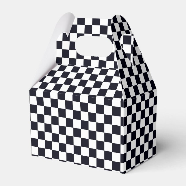 Black and White Chequered Pattern Favour Box (Front Side)