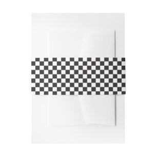 Black and White Chequered Pattern Invitation Belly Band