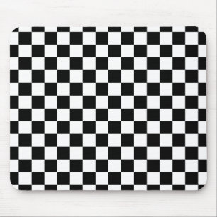 Black and white chequered pattern mouse mat