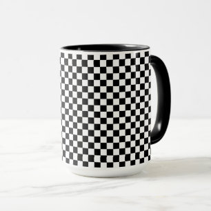 Black and white chequered pattern mug