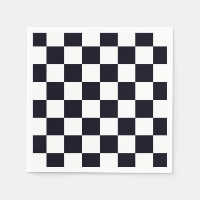 Black and White Chequered Pattern Napkin (Front)