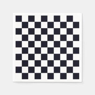 Black and White Chequered Pattern Napkin