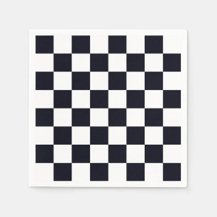 Black and White Chequered Pattern Napkin