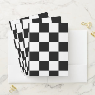 Black and White Chequered Pattern Pocket Folder