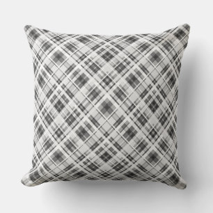 Black and white chequered pattern print cushion