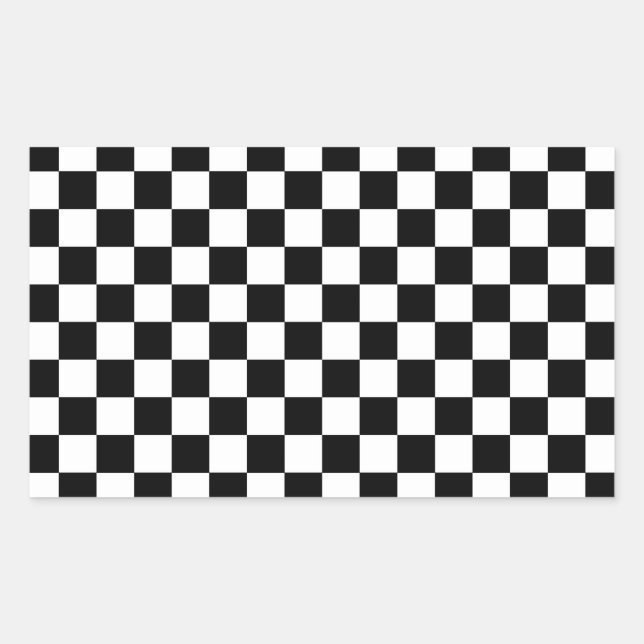 Black and white chequered pattern rectangular sticker (Front)