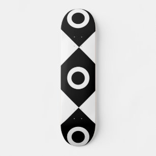 Black and white chequered pattern skateboard
