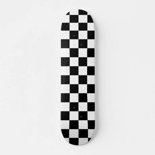 Black and White Chequered Pattern Skateboard (Front)