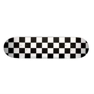 Black and White Chequered Pattern Skateboard