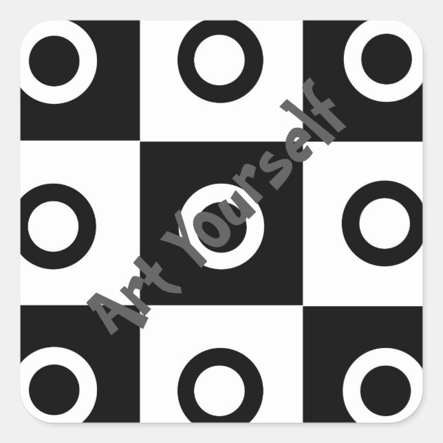 Black and white chequered pattern square sticker (Front)