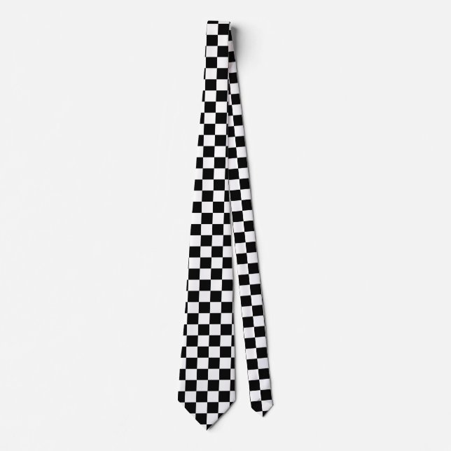 Black and white chequered pattern tie (Front)