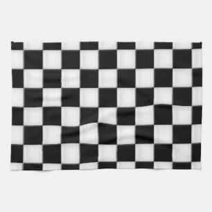 Black and White Chequered patterns Tea Towel