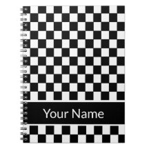 Black and White Chequered Personalised Name