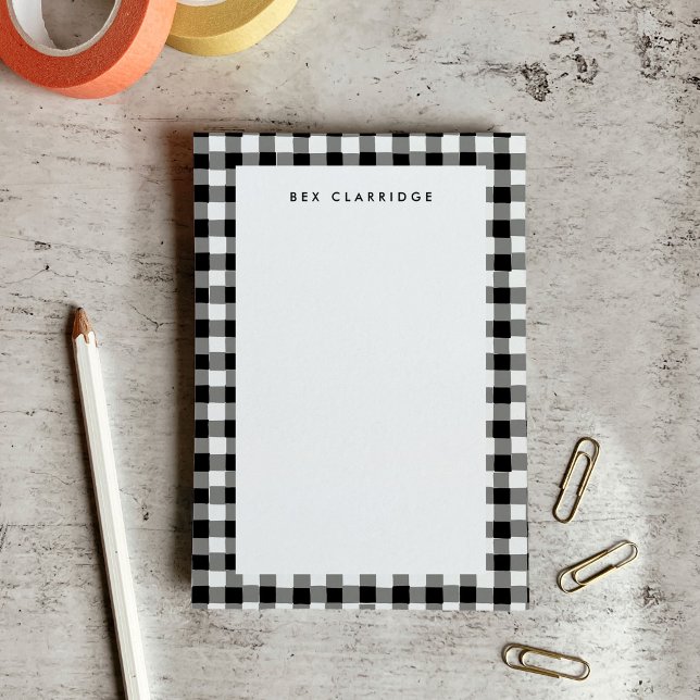Black and White Chequered Personalised Post-it Notes (Black and White Checkered Personalized Post-it Notes)