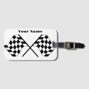 Black and White Chequered Racing Flag Luggage Tag