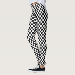 Black and White Chequered Racing Leggings