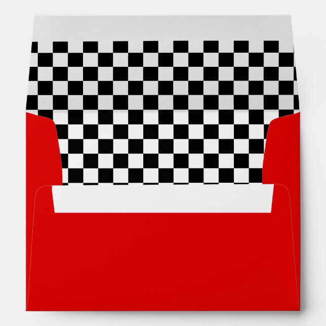 Black and White Chequered Red Envelope (Back (Bottom))
