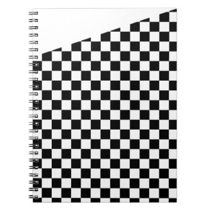 Black and White Chequered Slanted Top Notebook