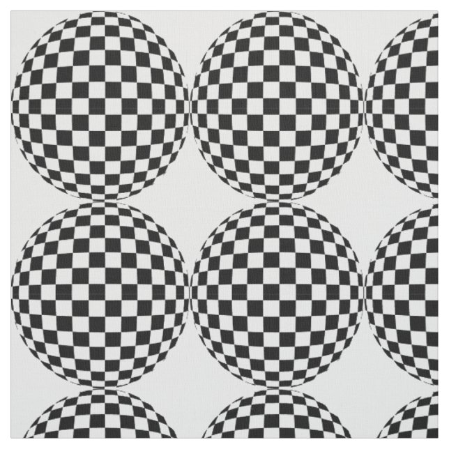 black and white chequered spheres fabric (Swatch)