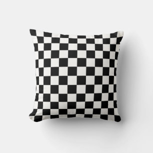 Black and White Chequered Square Pattern Cushion