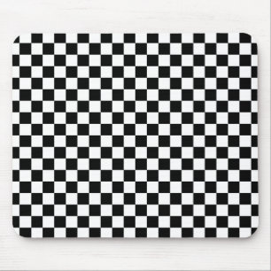 Black and White Chequered Squares Mouse Mat